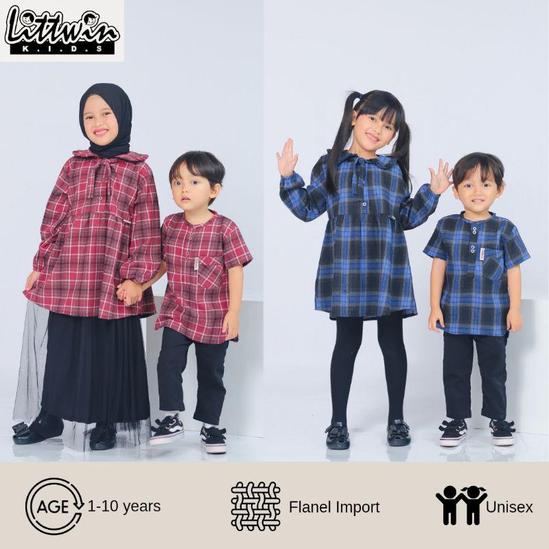 (1-10 tahun) Kemeja Koko  Flanel Anak Couple Tunik Flanel Anak / Sarimbit Flanel Anak