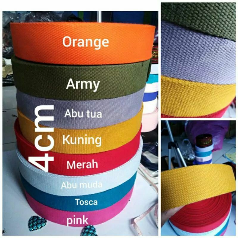 [1 rol] Webbing 4 cm Tali Bisban Warna Bahan Tas Bisban Murah