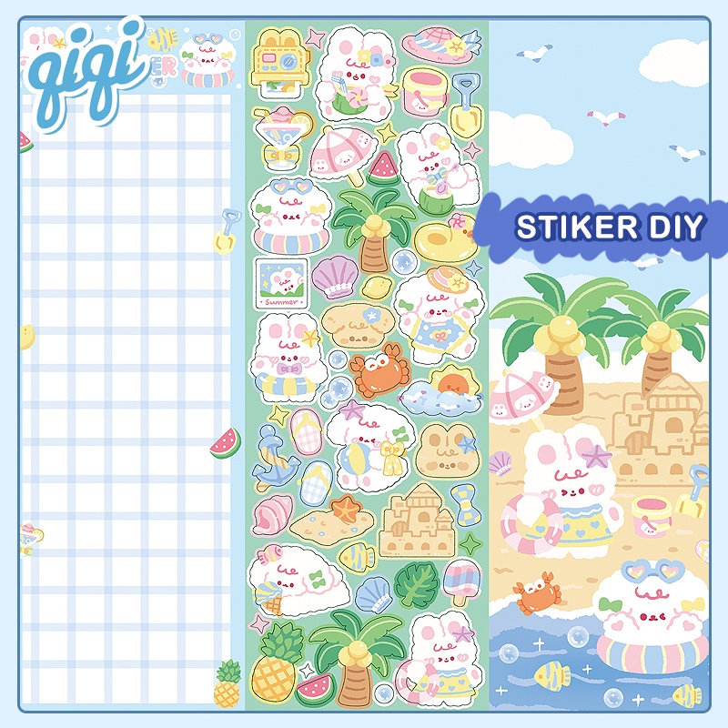 

sticker lucu/Kartun Kelinci dan Anjing Seri Stiker DIY/STICKER CUTE/Stiker Mainan Anak Lucu - Qiqi Treasure
