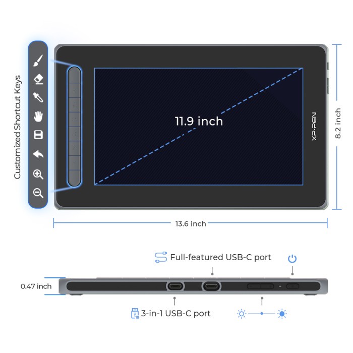 XPPEN Artist 12 2nd Gen Artist Series Pen Display - Hitam, 2nd Gen