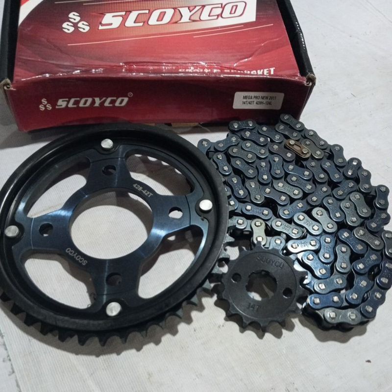 #1 SCOYCO GEAR SET MEGA PRO NEW MONO SHOCK SONIC 150 SUPRA GTR 150 KLAMPIS