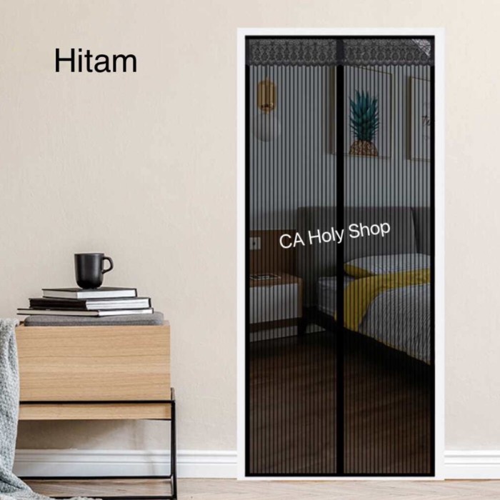 ML8734~[PREMIUM] Tirai Magnet Gorden Pintu Tirai Magnet Anti Nyamuk Kualitas Super - Hitam
