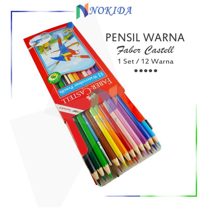 

Nokida Pensil Warna Faber-Castell Watercolour 12 Warna Panjang / Pinsil Mewarnai / Peralatan Alat Tulis Menggambar