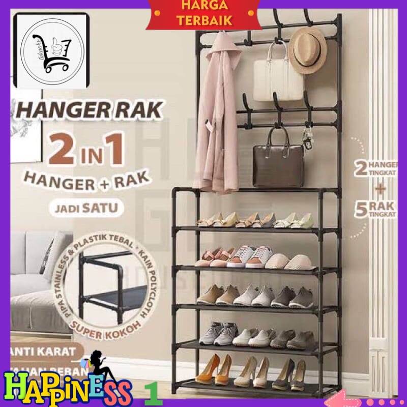 [JR-06] RAK GANTUNGAN BAJU HANGER SERBAGUNA TAS STAND HANGER RAK SEPATU PENYIMPANAN TOPI RAK PAKAIAN