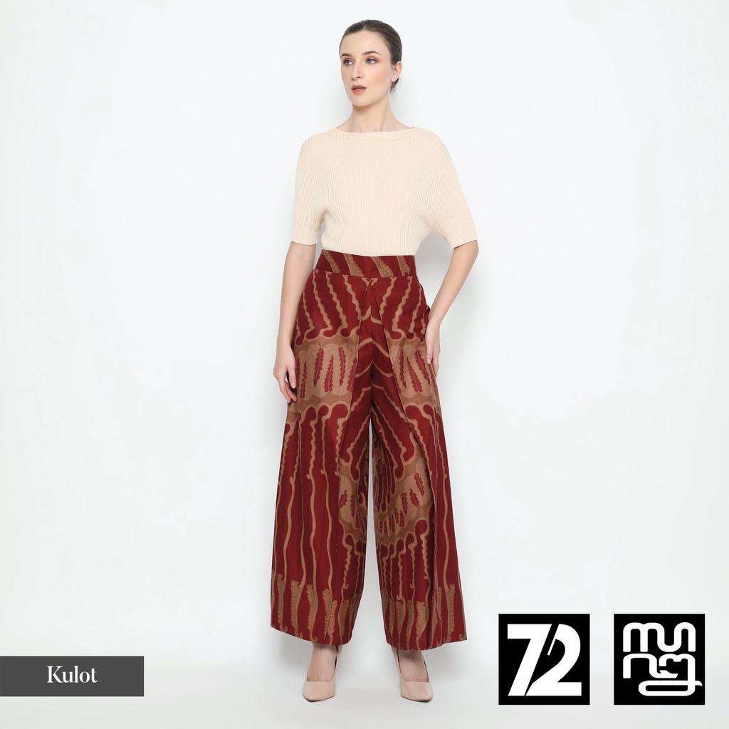 72 Batik - Celana Kulot Batik Motif Medousa Warna Merah Maroon 724292