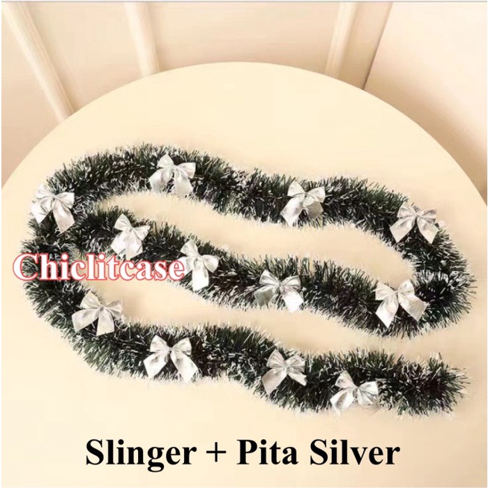 RRS Paket slinger natal / slinger salju dekorasi natal hiasan parcel - Silver