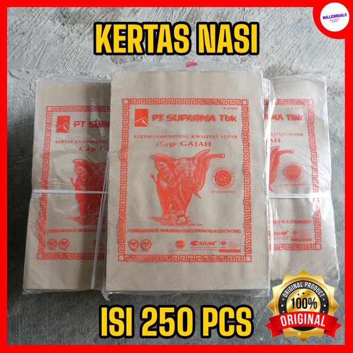 

Kertas Nasi Coklat / Bungkus Nasi Cap Gajah Isi 250pcs