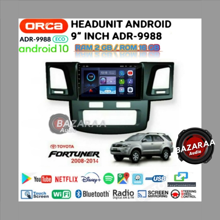 Head Unit Android ORCA ECO 9 Inch FORTUNER 2008 - 2014 + Socket PNP