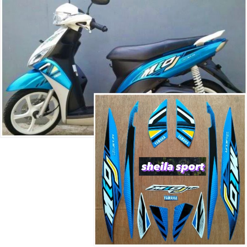 Striping mio j Stiker Yamaha Mio J biru putih tahun 2012 2013