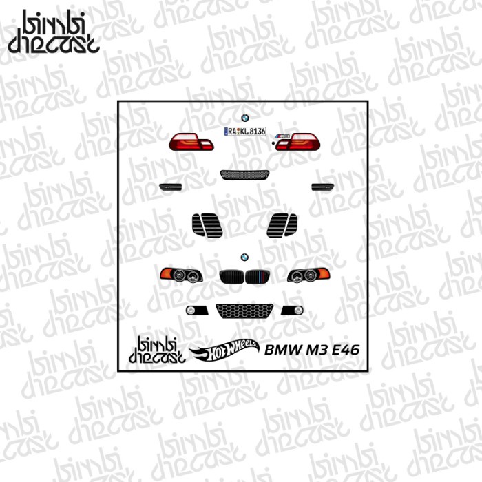 Decal Stiker HW 1/64 BMW M3 E46 Detailing Transparan