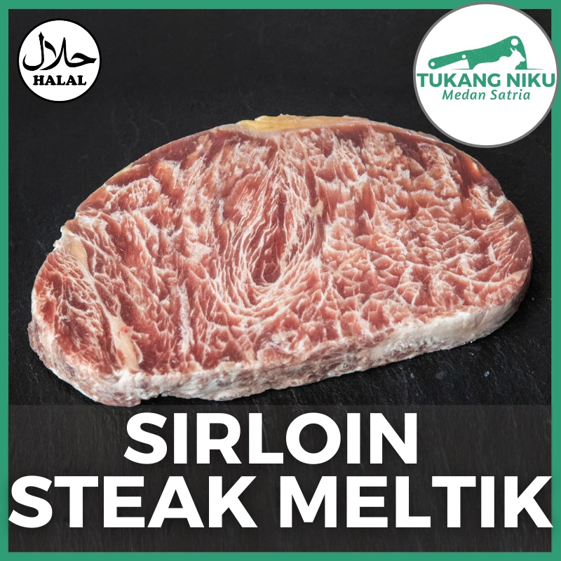 

SIRLOIN STEAK MELTIK WAGYU - MELTIQUE HALAL FROZEN FRESH DAGING BEEF STRIPLOIN BEKASI KG GRAM GR PREMIUM SAPI