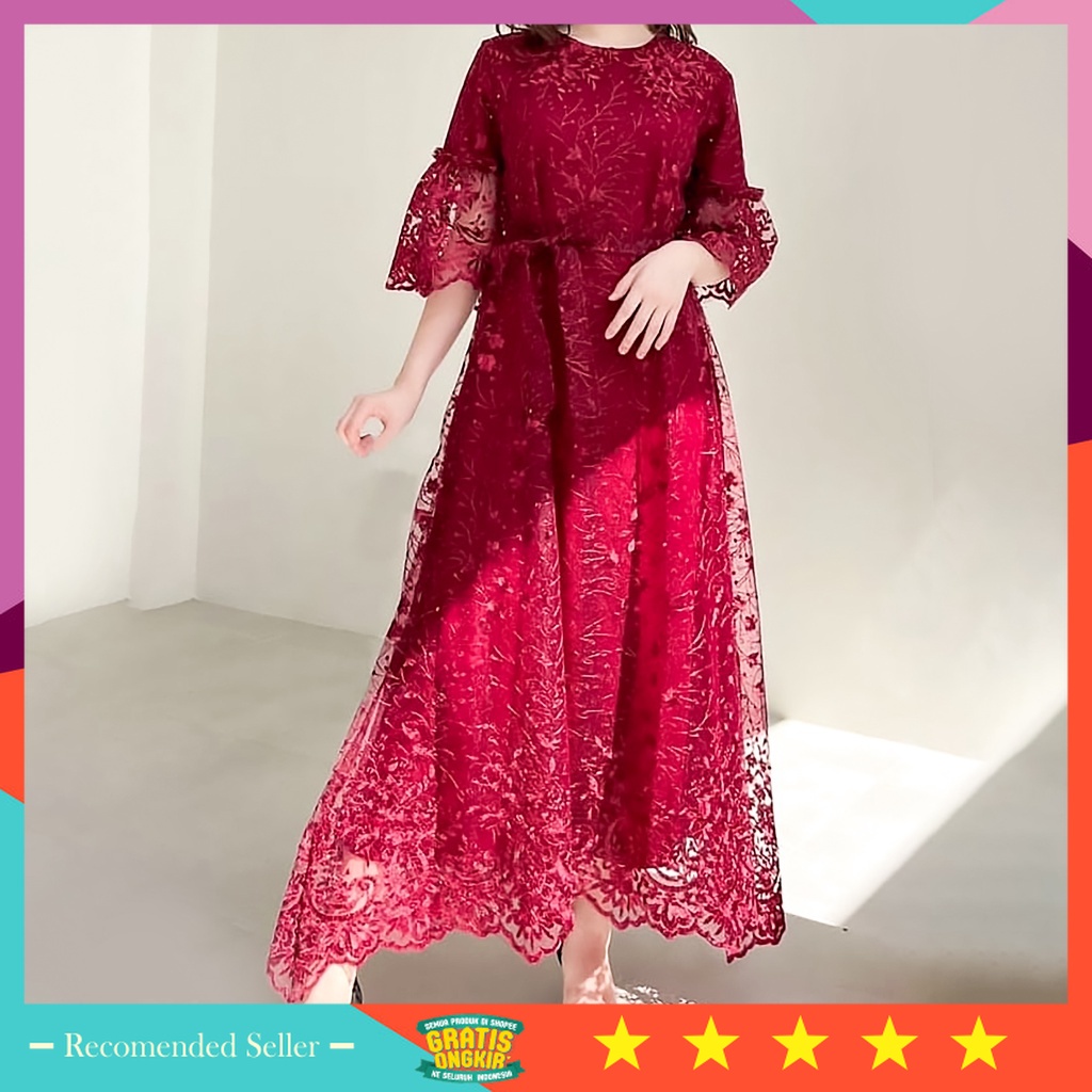 Dress Natal Murah Kekinian Korean Style Lebaran Bahan Tebal Bagus / KRISTINE M L XL Midi Dress Natal