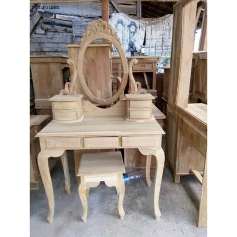 Termurah Meja rias ukir kayu jati model tolet Kartini duco putih