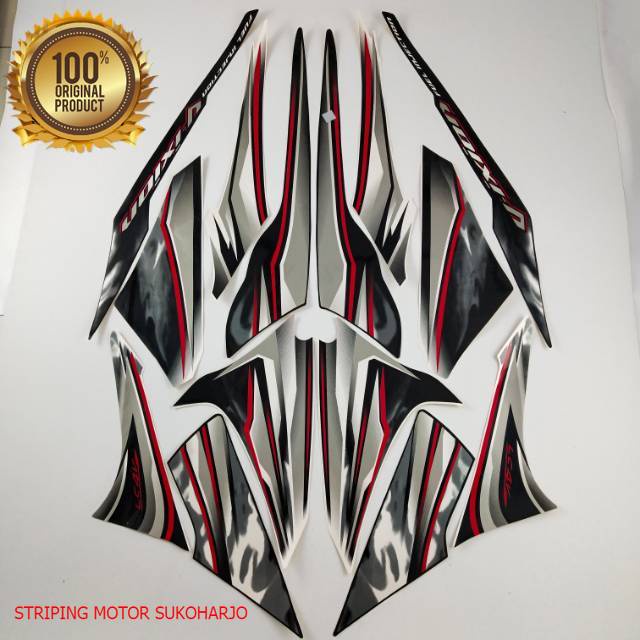 (ORI) striping yamaha vixion 2012 old hitam putih list body kualitas original