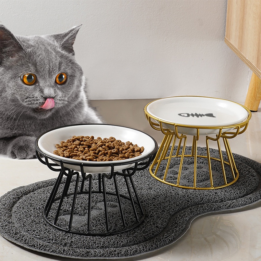 HC Mangkuk Hewan Tempat Makan Anjing Kucing Keramik Asli Anti Bungkuk Anabul Pet Feeder Pet Bowl