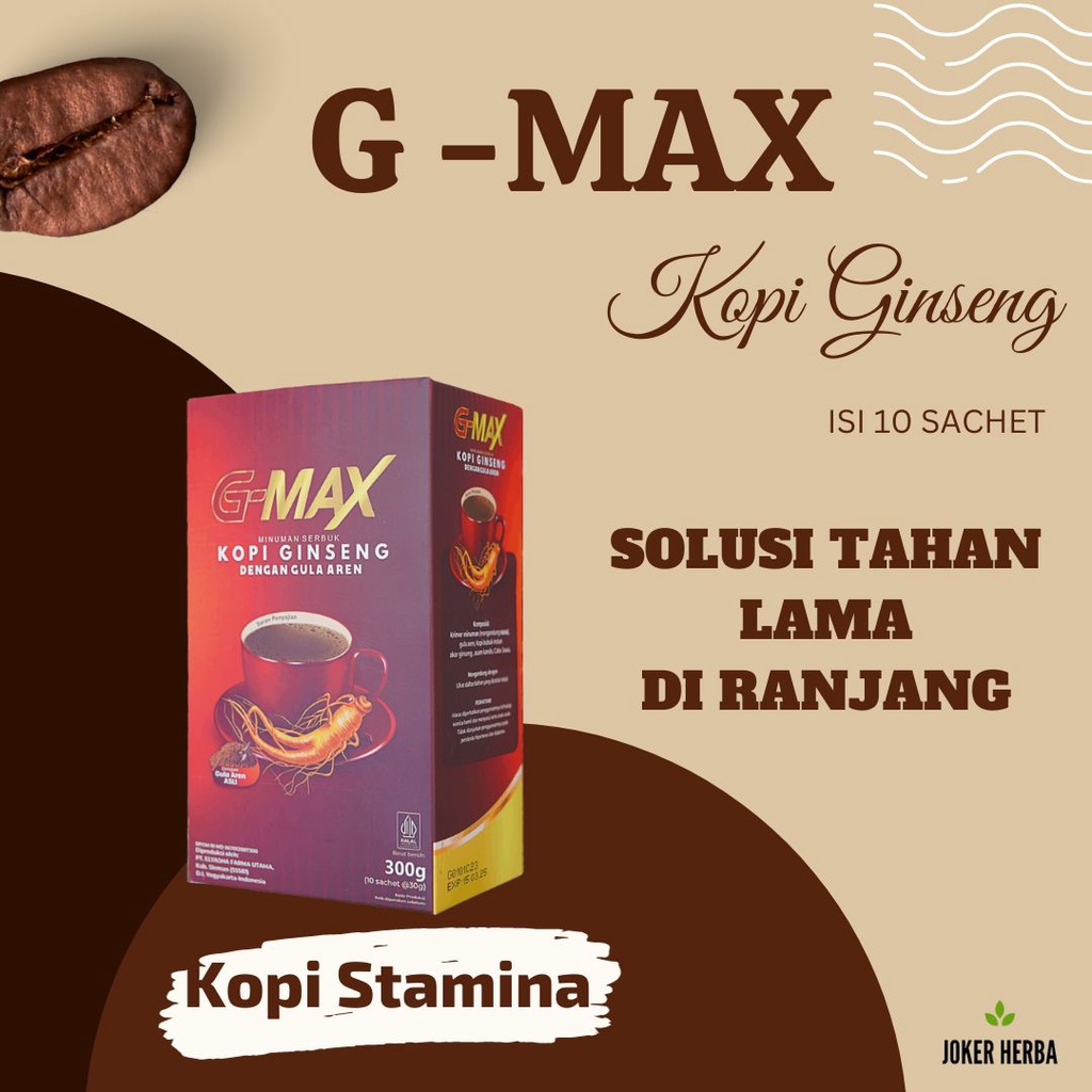 

Coffee G-MAX Kopi Ginseng Stamina Pria Dewasa Kuat Dan Tahan Lama Tanpa Efek Samping 100% Original TOKO HOKI