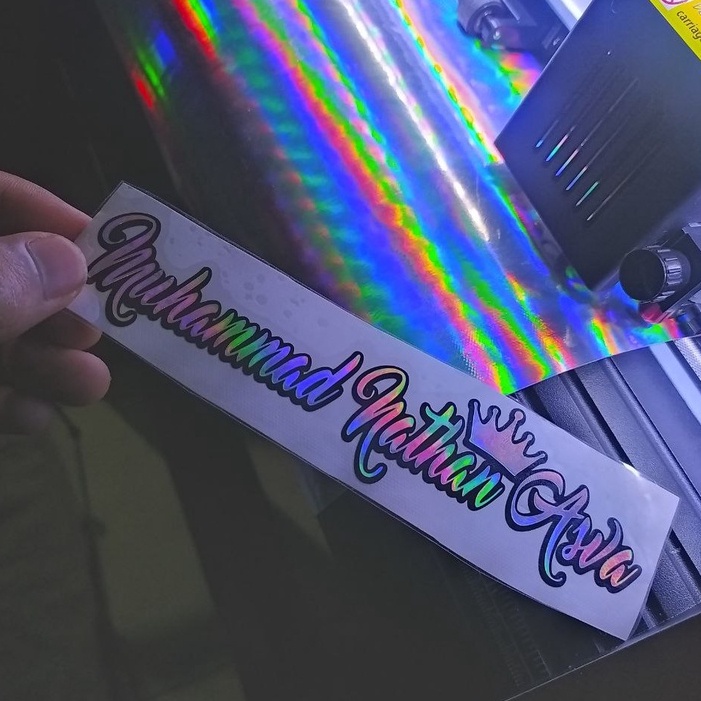 Stiker Nama Hologram Stiker Mahkota Stiker Custom (Nama Sendiri)