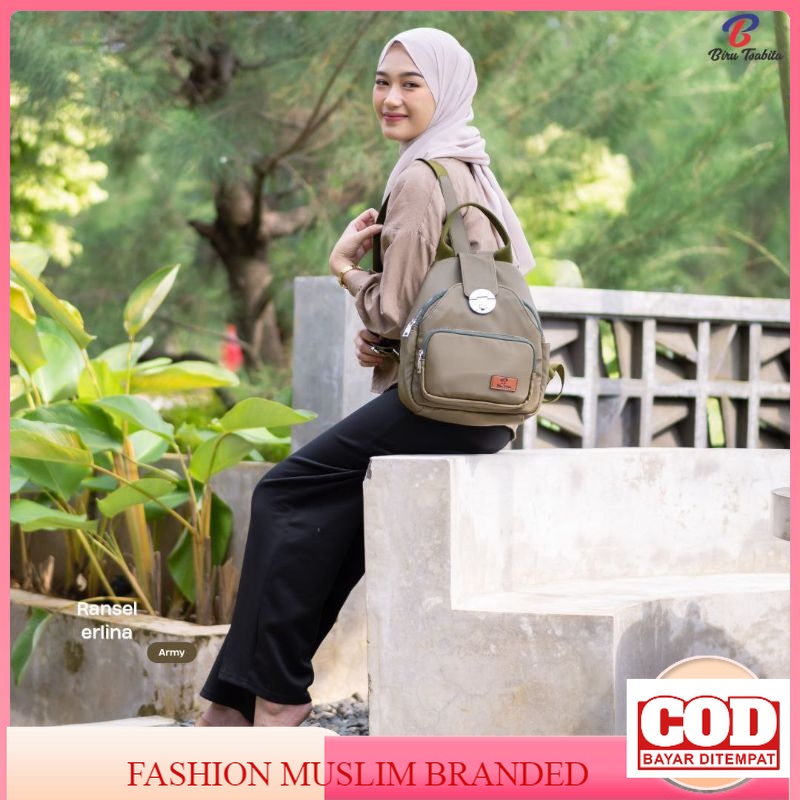 Tas Ransel Erlina by BiruTsabita Bag Terbaru Kekinian Bahan Chocoly Waterproff Anti Air