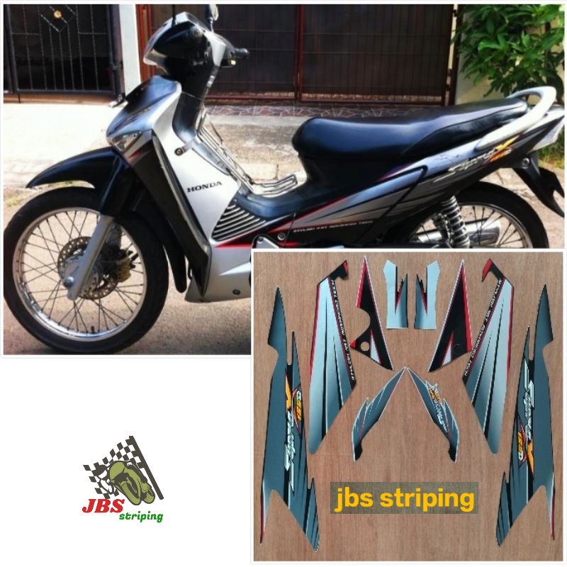 stiker supra 125 d striping  Honda Supra X 125 D silver hitam tahun 2005 list body supra 125d