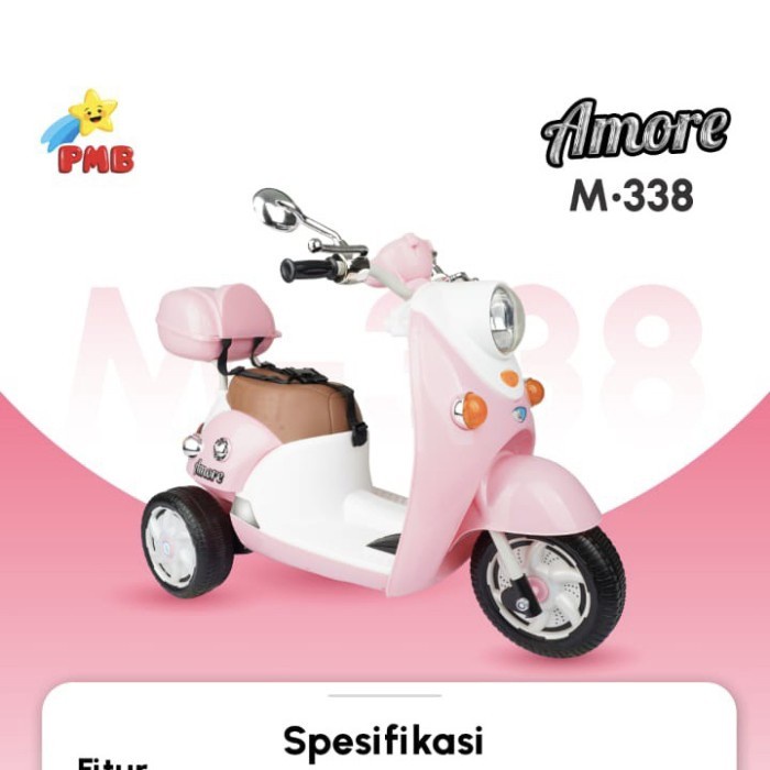 Motor Aki Mainan Anak Scoopy PMB M338 AMORE Remote Kontrol Control - M338Remot Pink