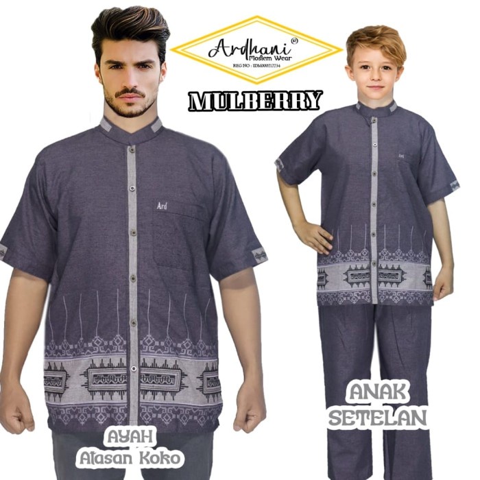 Baju Koko Couple Ayah dan Anak  Shakeil By Ardhani 2024 - BIRU WARDAH, M