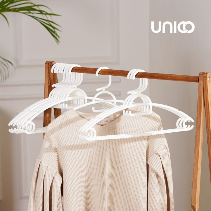 UNICO Vaskertoj Hanger 2.0 Lengkung 12 Pcs | Gantungan Baju Plastik - WHITE
