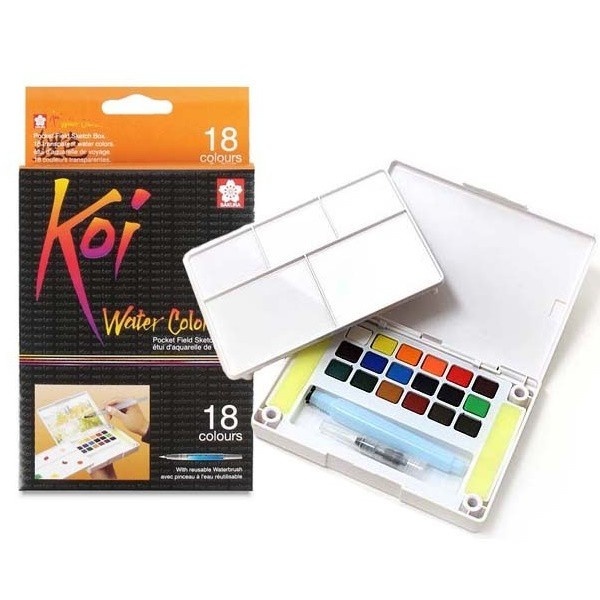 

Sakura Koi Watercolour Pocket Field Sketch Box Set 18 Warna Cat Air Watercolor Myarts