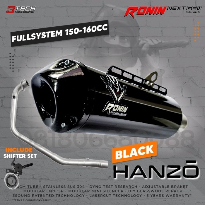 Cheval Knalpot 3tech Ronin Hanzo Next Gen Series untuk Motor 150cc-160cc Full - Silver, CBR150R K45R