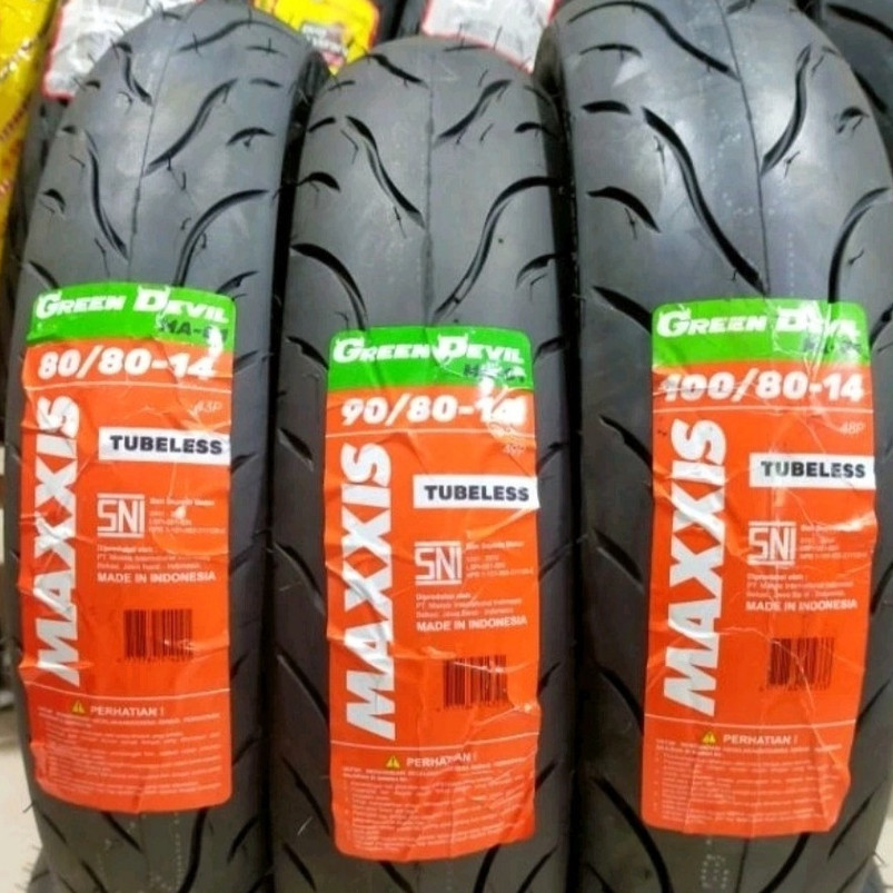 SEPASANG / SATUAN BAN MOTOR MATIC MAXXIS GREEN DEVIL SEPASANG RING 14 TUBELESS VARIO BEAT MIO