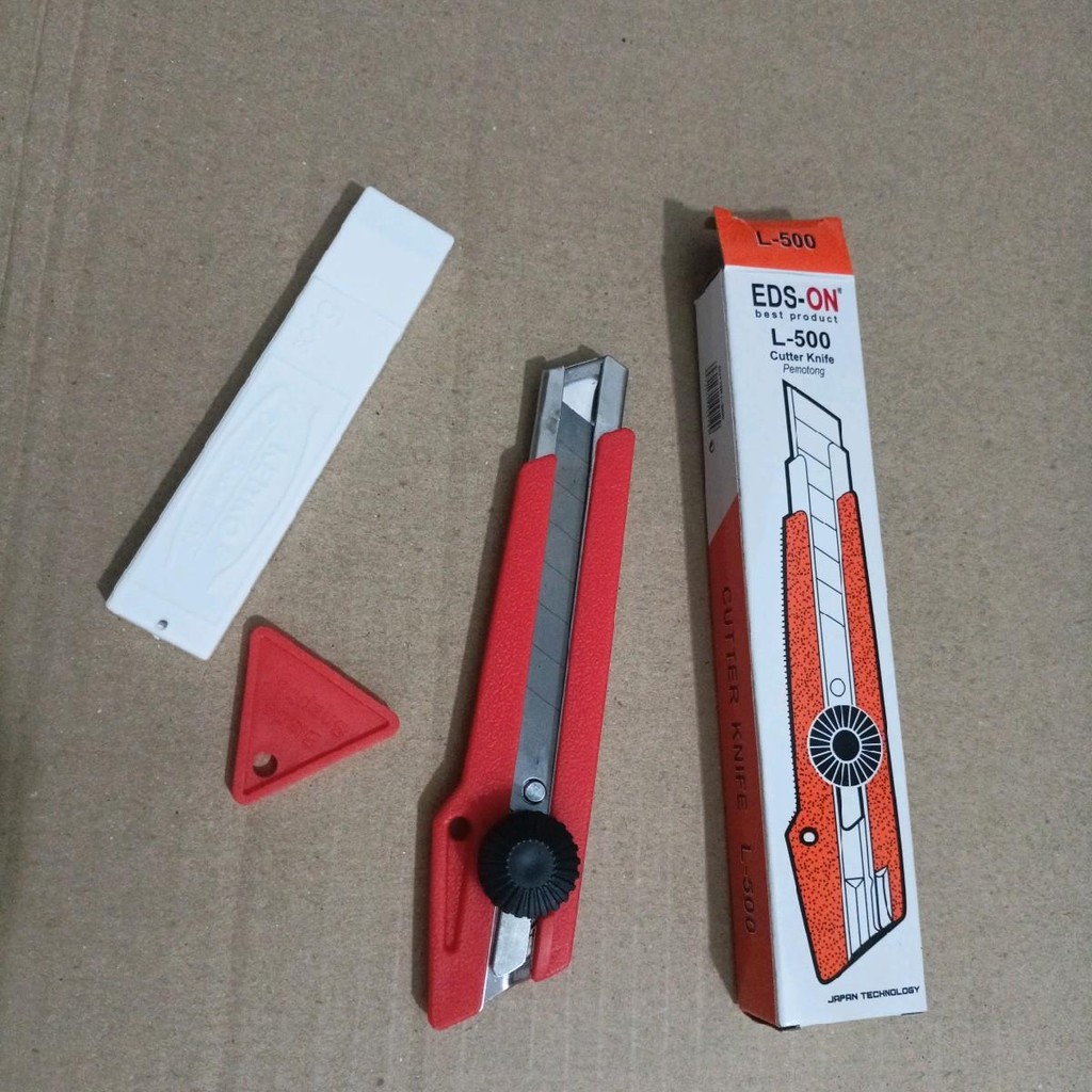

paket pisau cutter ( cutter + isi 5pcs ) pisau cutter besar EDS-ON L-500