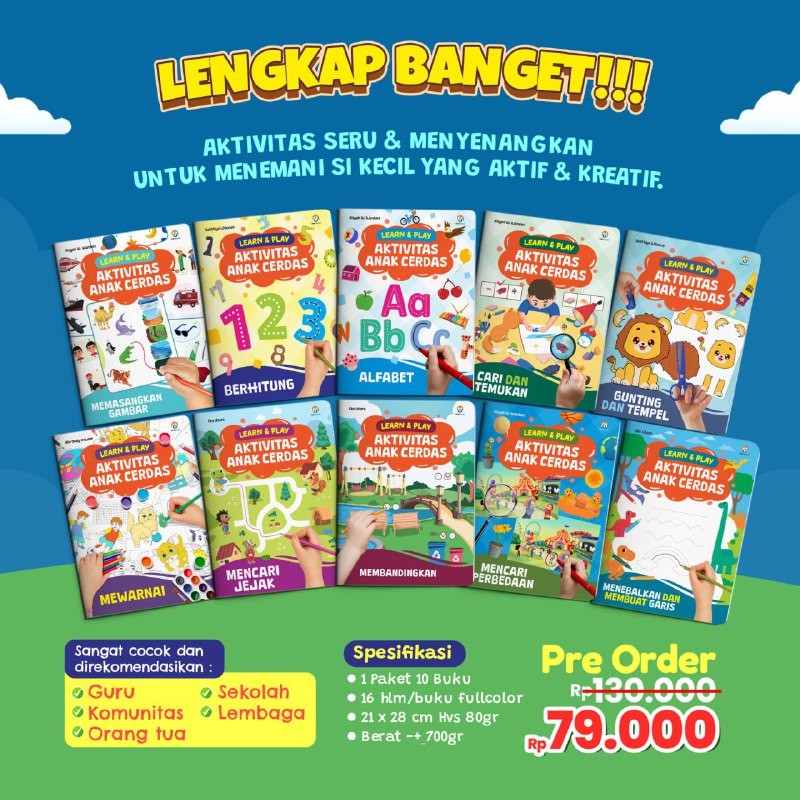 Learn & Play : Aktivitas Anak Cerdas | Paket Buku Aktivitas Anak (isi 10 buku) | Ziyad Book