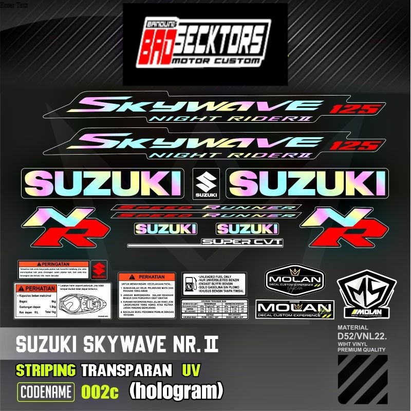 Decal Sticker Striping Variasi Transparan Uv Skywave NR 2 Speed Runner Hitam Mocca Skywave Nigt Raid