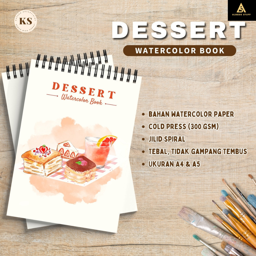 

Watercolor Book Dessert Buku Sketsa Mewarnai Remaja Dewasa Buku Gambar A4 A5 Cold Press 300gsm Acid Free Tebal