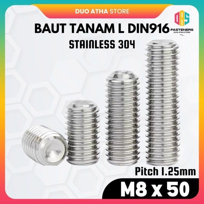 Baut Tanam L M8 x 50 / L-Set Socket M8x50 Stainless SS304