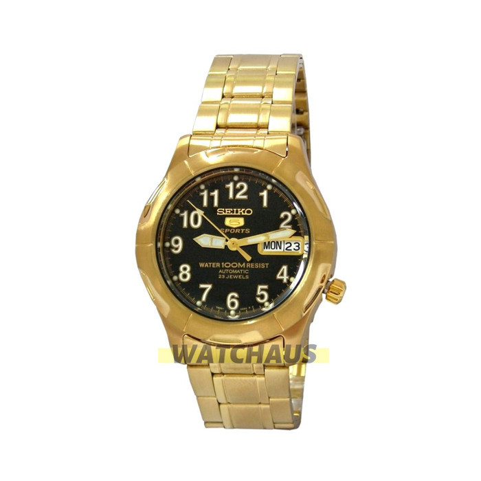 JAM TANGAN PRIA SEIKO 5 SPORT SNZ190K1 AUTOMATIC ANALOG GOLD STAINLESS STRAP