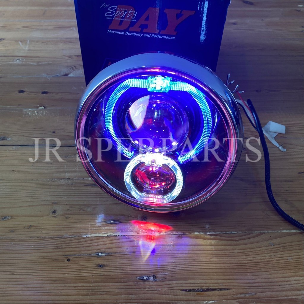 HEADLAMP NINJA SS BILED RGB 3'0 DOUBLE BULL LAMPU DEPAN NINJA SET BATOK NINJA IMPORT SPORTYDAY HITAM