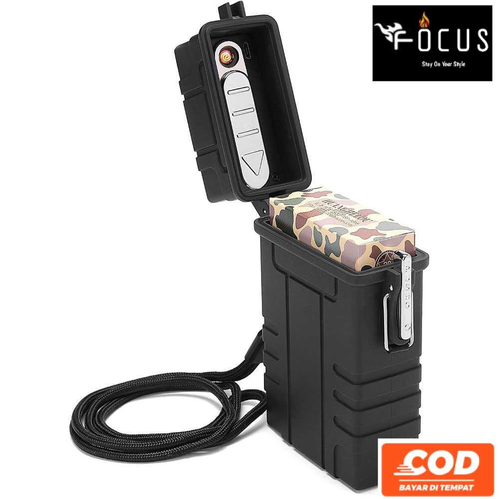 Firetric Kotak Tempat ROKO 20 slot + Korek Api Elektrik Lighter USB Charging Semua Ukuran Bisa Masuk
