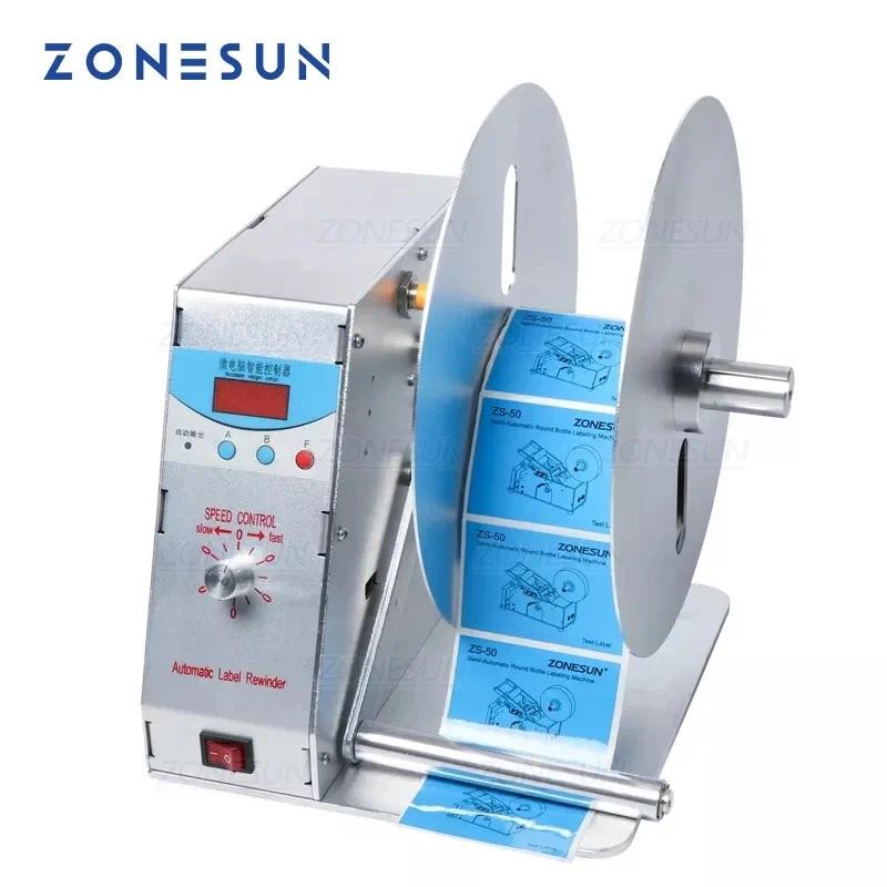 

ZONESUN Automatic Label Rewinder For Clothing Wash Label Bar Code Label Price Tag Self-Adhesive Label Sticker Speed Adjustable R