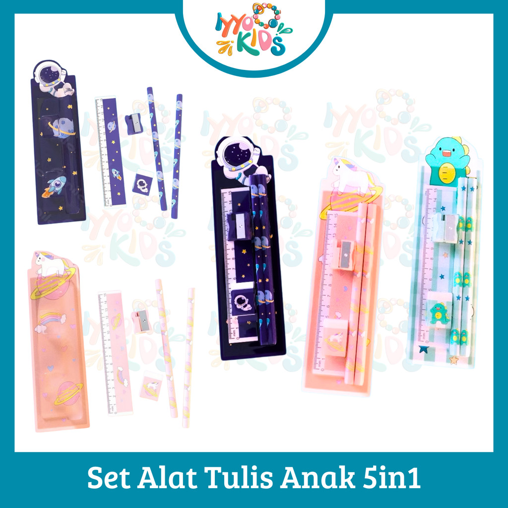 

IYYO KIDS | AT09 5in1 Pensil Set Alat Tulis Anak Lucu Dan Penghapus Untuk Tempat Pensil Buku Tulis Sekolah Hadiah Souvernir Anak Murah