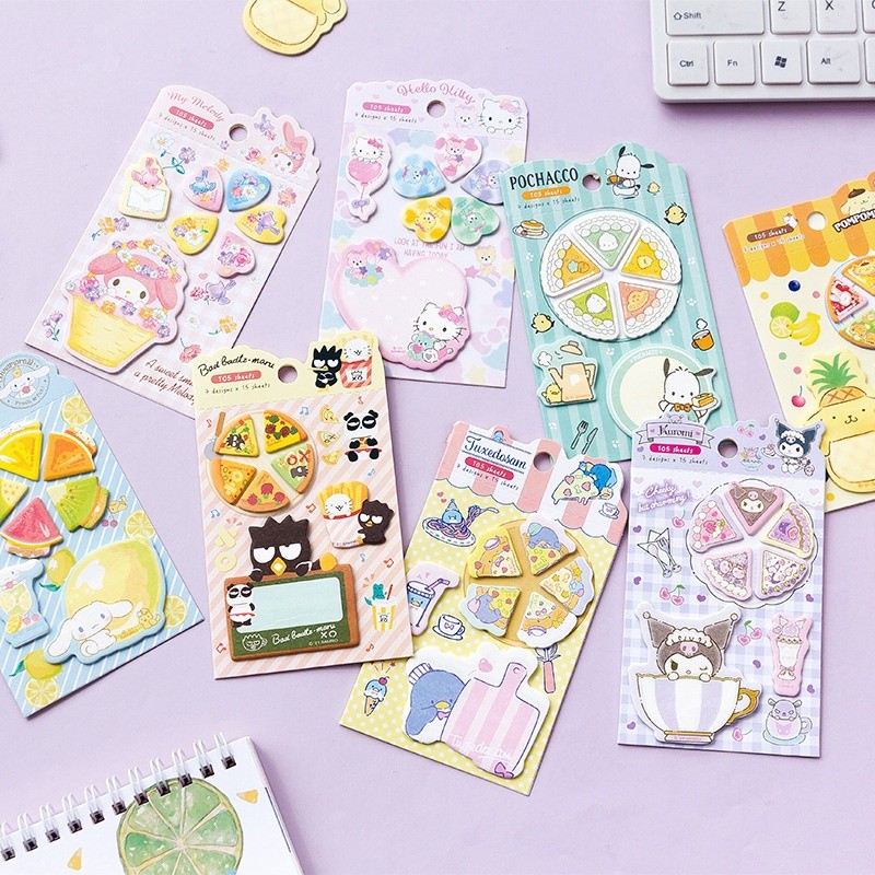 

Sanrio Kuromi Melody Memo Pad Cute Cinnamoroll TuxedoSam XO Pochacco Sticky Note Notepad Planner Sticker Post School Supplies