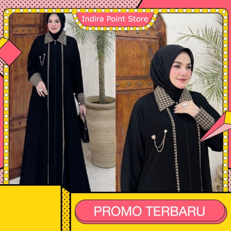 [LAUNCHING BARU] ADIBA Abaya By Si.ne.sa / Sinesa GAMIS HITAM MOTIF KOTAK-KOTAK