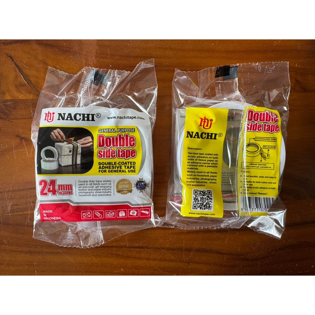 

CPS - DOUBLE TAPE 24 MM / Isolasi Selotip 2 NACHI 24 MM 1" Inch x 10 Yard NACHI