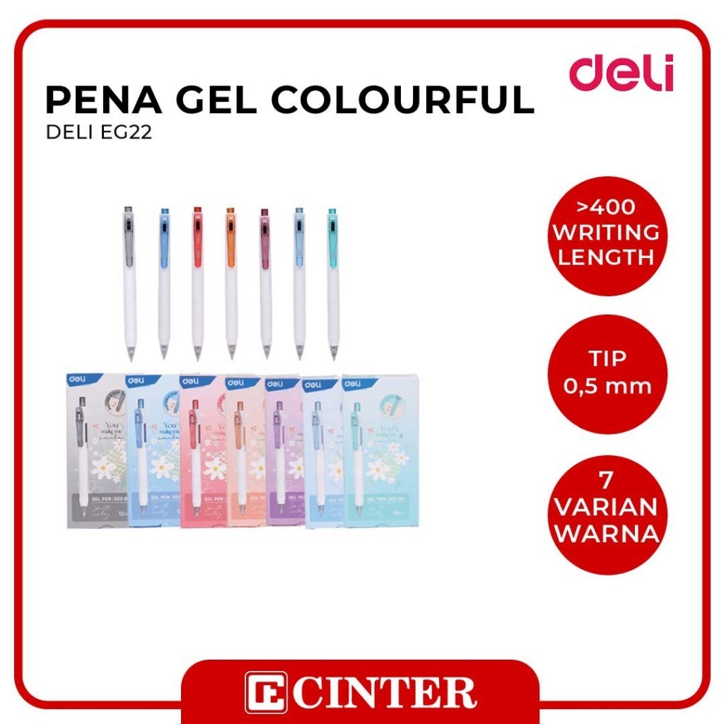 

DELI - PENA TINTA / PULPEN / PENA GEL / BALLPOINT UKURAN 0.5 EG22