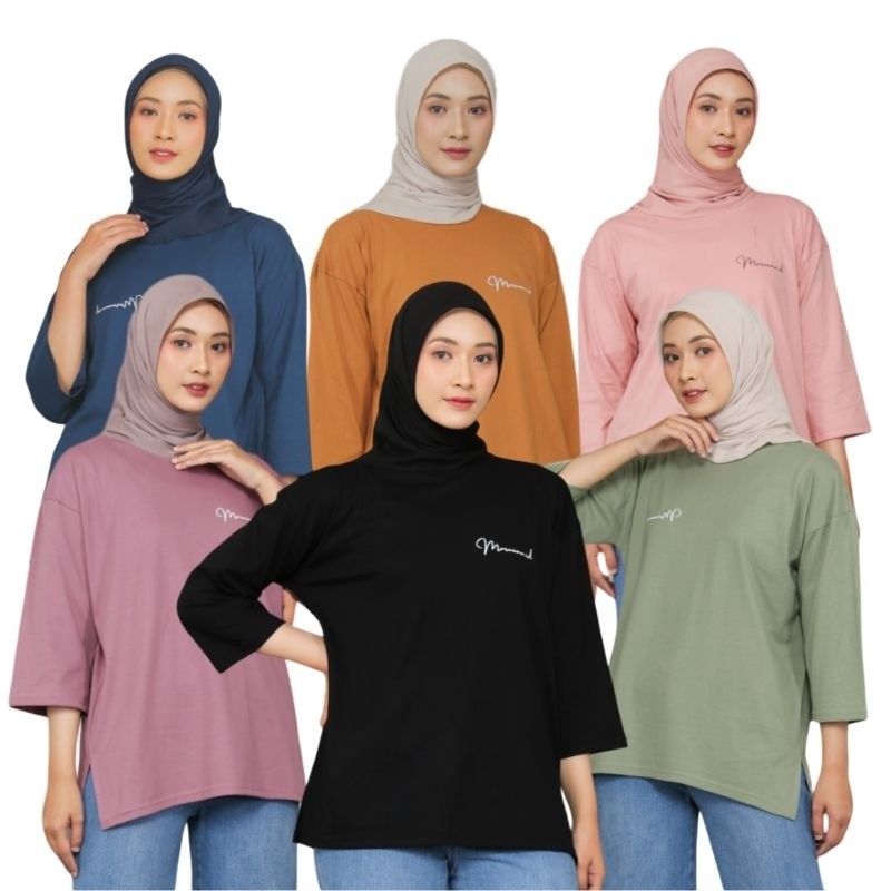 JR62UY Atasan Baju Kaos Oversized Wanita Muslim Top Basic Polos Premium Terbaru Kekinian