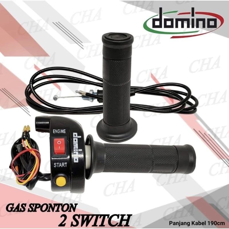 (Bisa COD) Gas Spontan DOMINO Matic 2 Tombol Switch 1 kabel Gas Kontan Domino Universal Semua Motor 