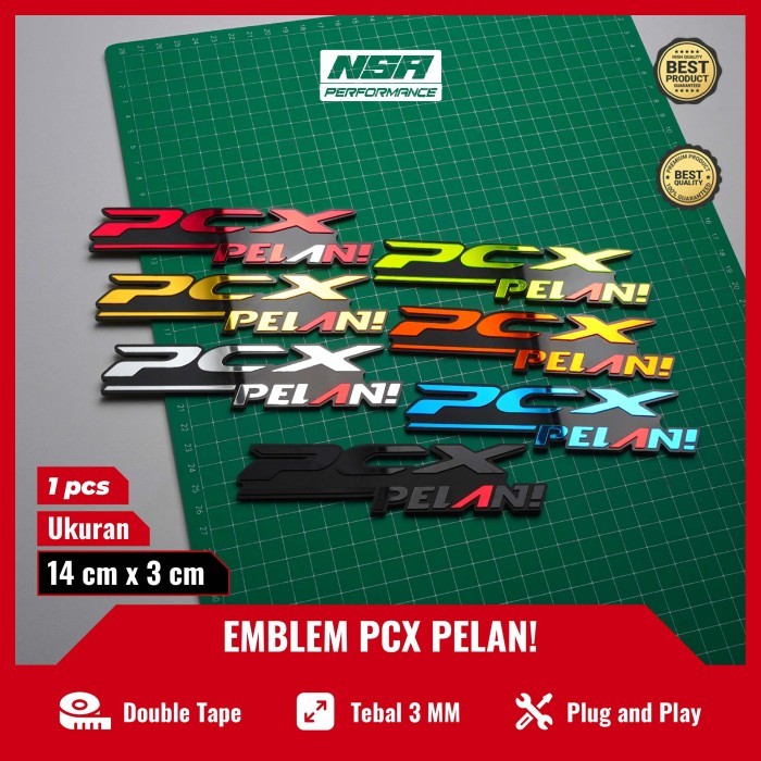 1PCS EMBLEM PCX PELAN LOGO PCX PELAN TIMBUL STIKER MOTOR HONDA PCX 150 - SILVER