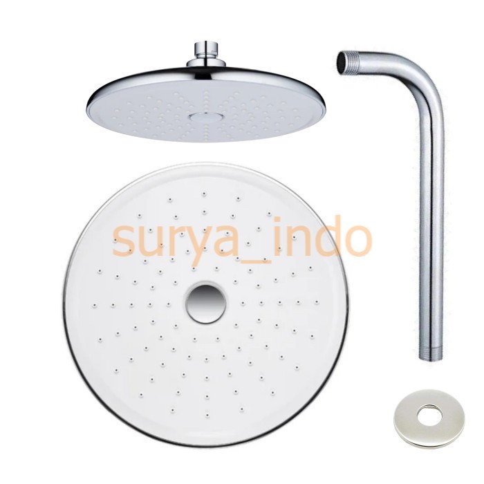 KEPALA SHOWER MANDI SET 8" BULAT RAINFALL SHOWER TEMBOK WALL SHOWER