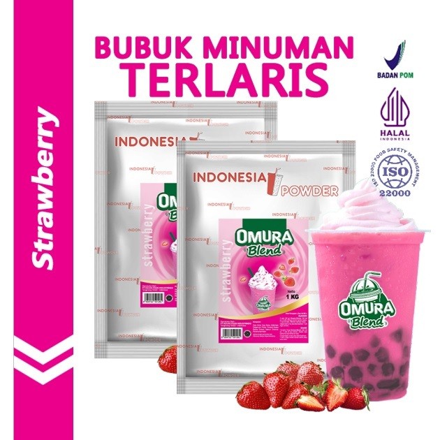 

[Bundle 2Bag x 1Kg] Rasa Strawberry Bubuk Minuman Premium Merk Omura Blend (Mix Gula)