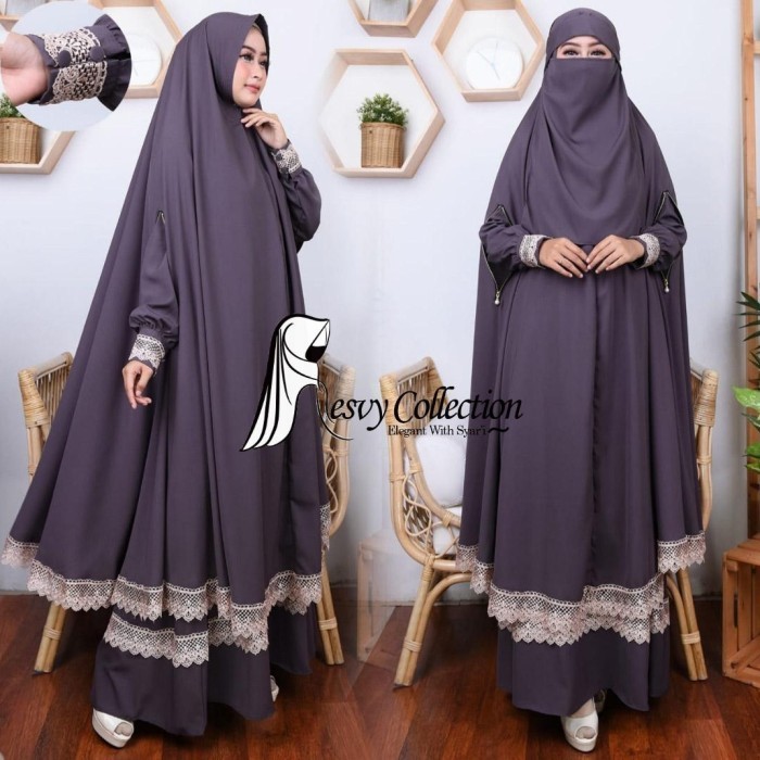[[Khimar Premium]]PROMO alya set by resvy_collection - Cokelat, S