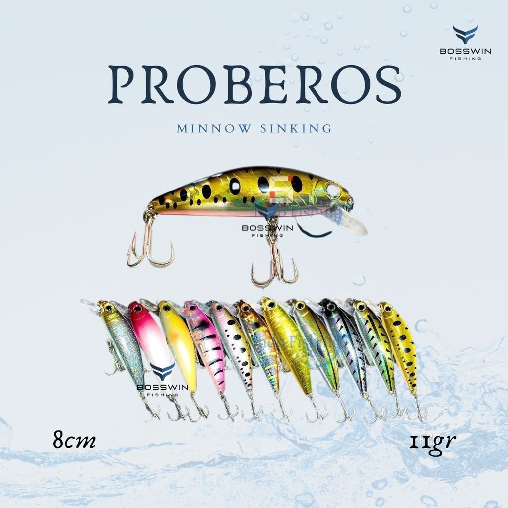 Umpan Pancing Lure Casting Minnow PROBEROS 8cm Sinking 11gr #DW457